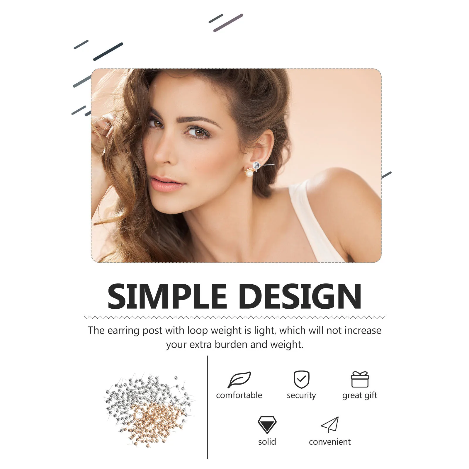 

200Pcs Earring Findings for Jewellery Making DIY Earring Studs Metal Ball Post Lightweight Accessories Jewelry Supplies