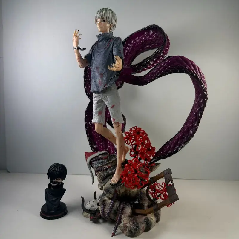 In stock 39 cm/15.4 inches Tokyo Ghoul Ken Kaneki Figure 4 Kagune Form Kaneki Two Interchangeable Head Toy Gift Collection