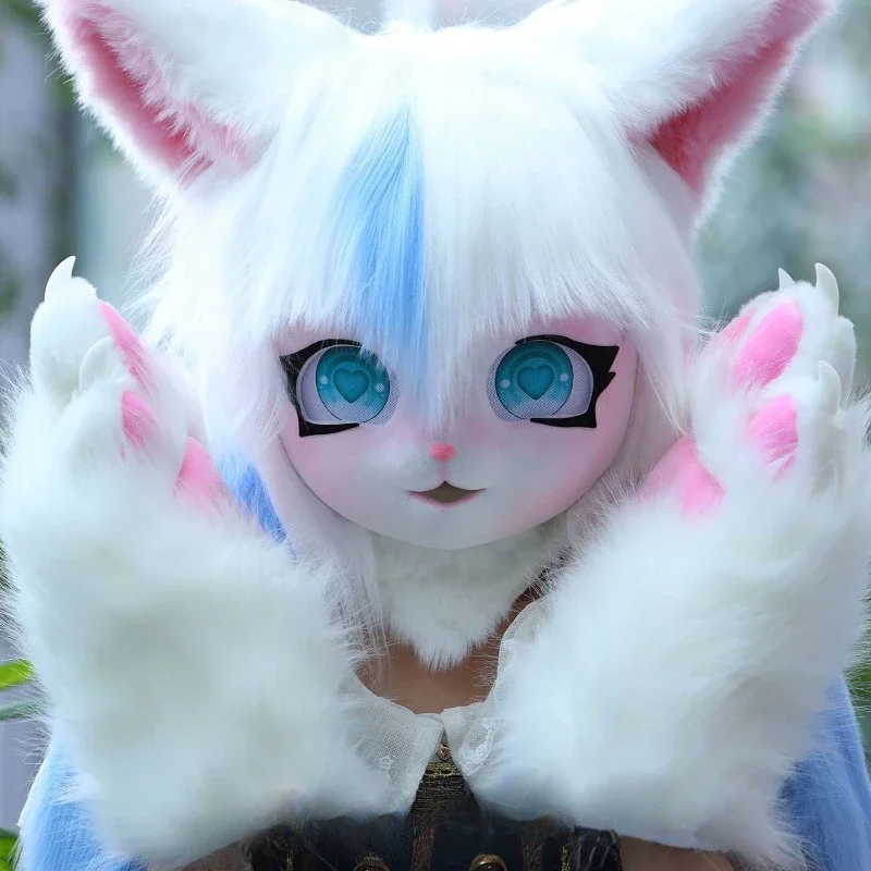 Cute Fursuit Kigurumi Headset Furry Animal Cosplay Costume Paws Kig Comiket Furries Rubbit Doll Cat Comiket Furries Doll Costume