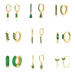 Pendientes de aro pequeños esmaltados con circonita para mujer, aretes colgantes elegantes, accesorios de joyería para fiesta, Color verde, nueva moda