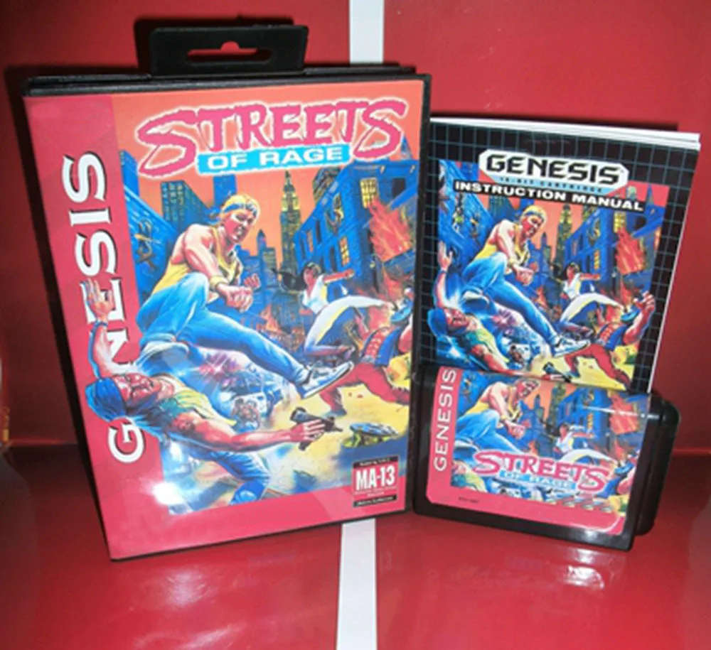 Hot Sale Streets of Rage With US Box And Manual Book 16Bit MD Game Card For Sega MegaDrive Genesis Consoles