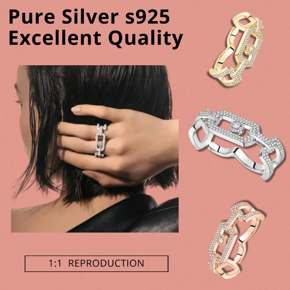 Messik Original Move 2 Finger Diamond Pave Ring Sterling Silver 925 Ring Luxury Trend woman Jewelry Accessories for Holiday Gift