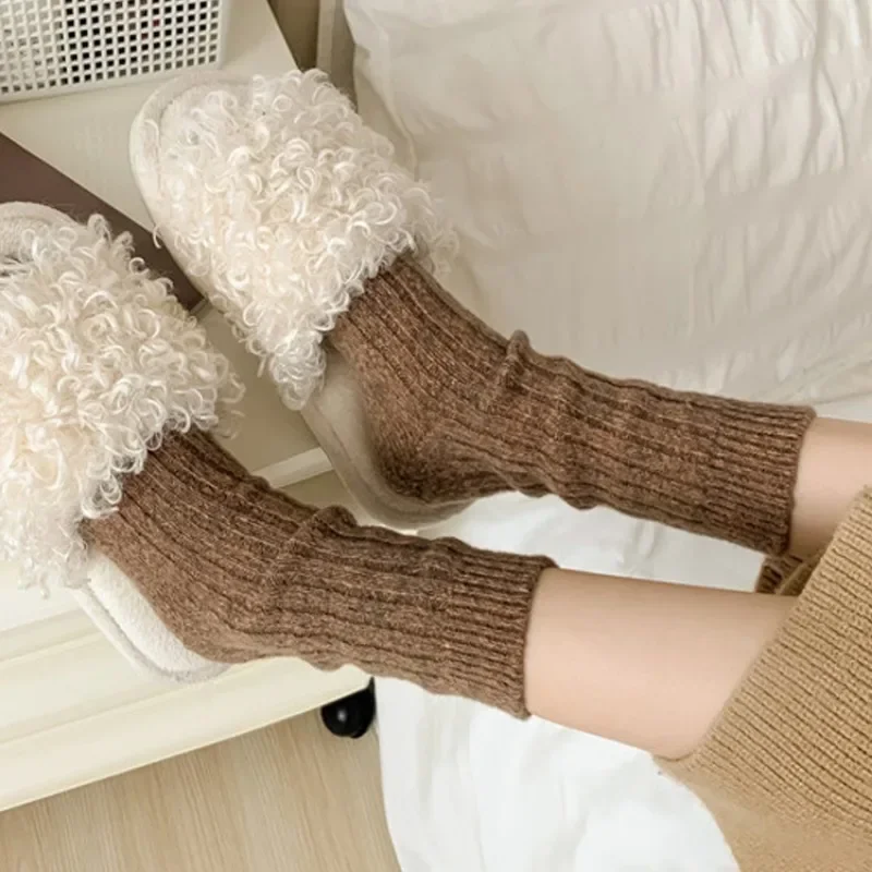 1/2Pairs Winter Cashmere Women's Socks for Warmth and Cold-proof Girl Solid Colors Stocking Indoor Home Floor Sox Autumn Hosiery image 4