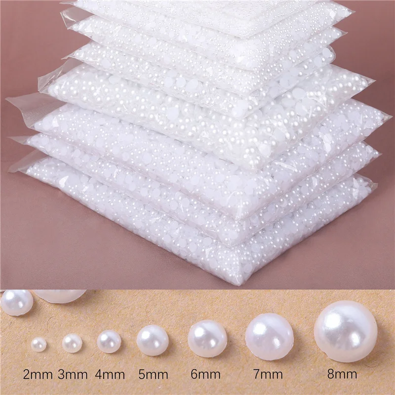 500pcs 2 3 4 5 6 8 10 mm Imitation Pearl Cabochon Beads Accessories Half Ball Cameo Beads For Bracelet Necklace Jewelry Making
