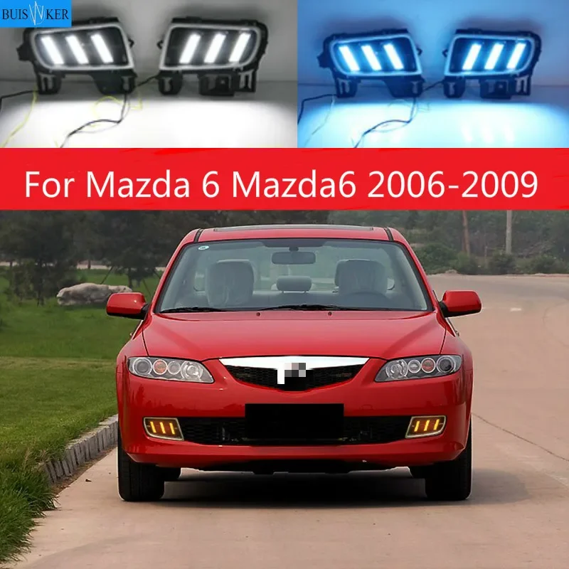 

12V DRL 6 LEDs Car Styling Car Daytime Running Lights Car daytime LED light for Mazda 6 Mazda6 2006~2009 headlight car accessori