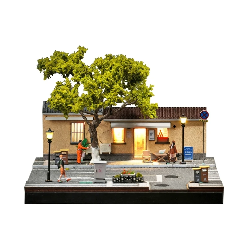 Artistic Nanjing Guling Cafe Scene Miniature Model PVC Dioramas Home Decors