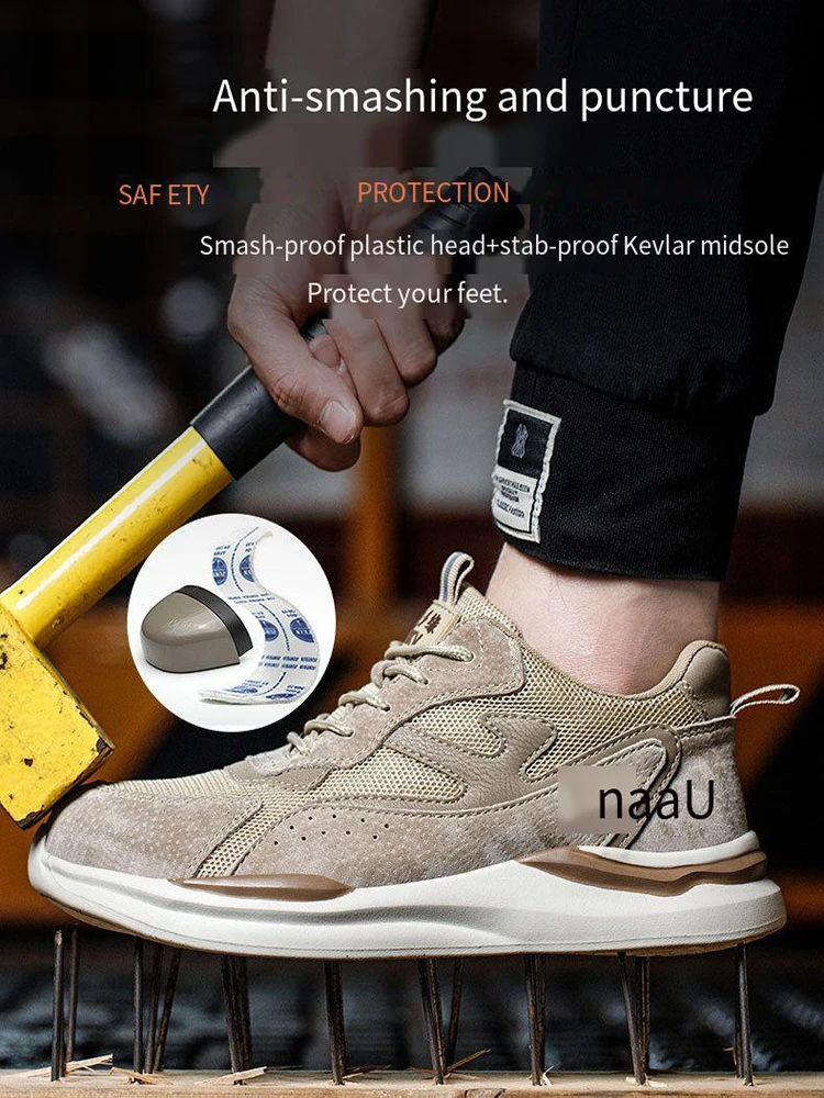 Men's Breathable Work Shoes Anti Smashing Puncture Resistant Comfortable Insulation Safety Protection Shoes