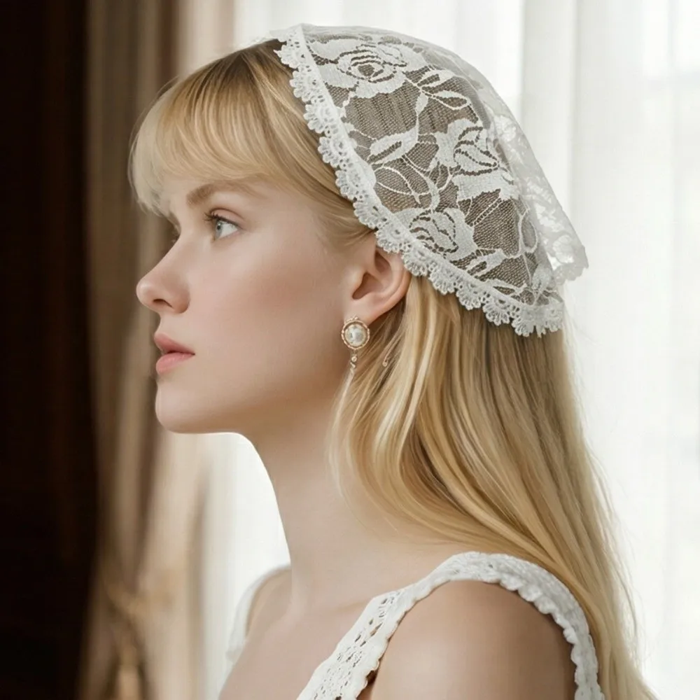 

Модная круглая кружевная вуаль с розами в богемном стиле, вышитый романтический головной убор для свадебной церемонии