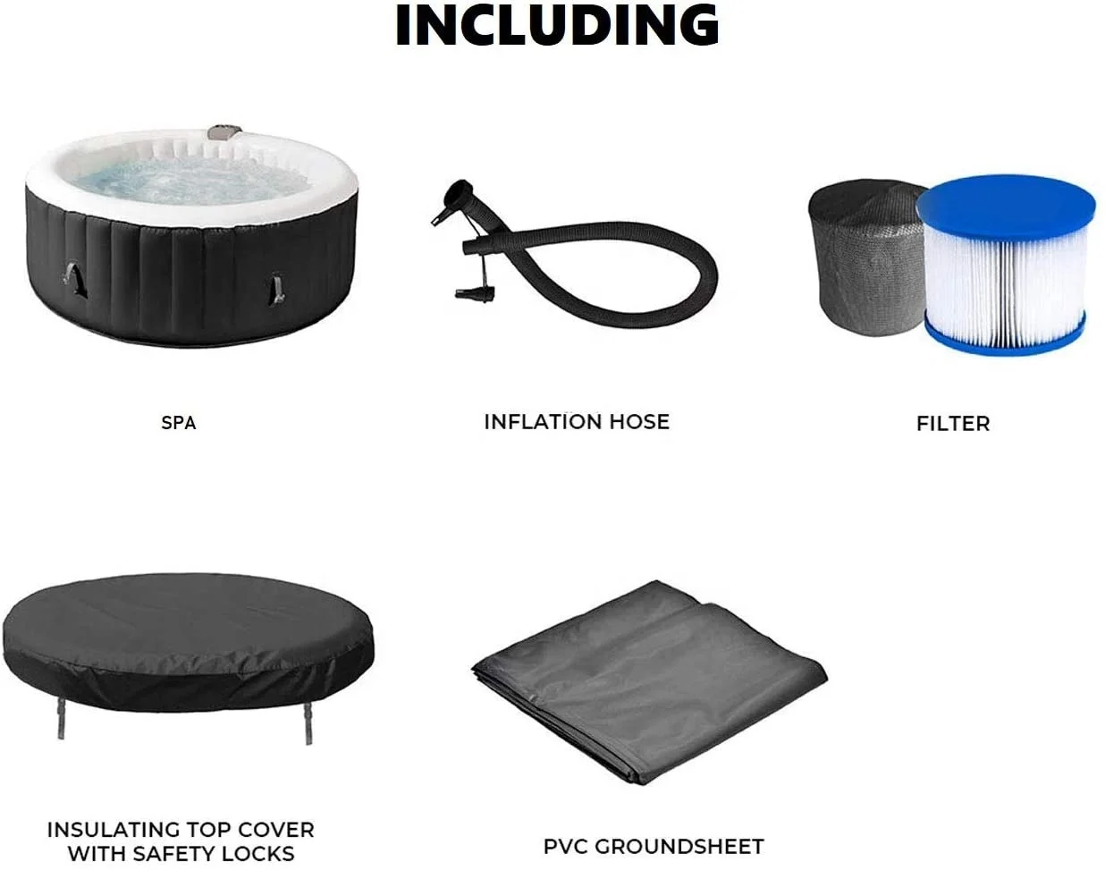 Outdoor Inflatable  Deep 6 Person Hot Tub with Cover