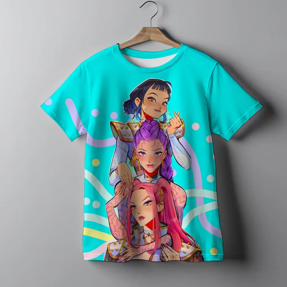 เสื้อยืดเด็กนักล่าปีศาจลายการ์ตูนพิมพ์ลายเสื้อยืดเด็กชายเด็กหญิงลำลองแขนสั้นเสื้อยืดเสื้อผ้าเด็ก