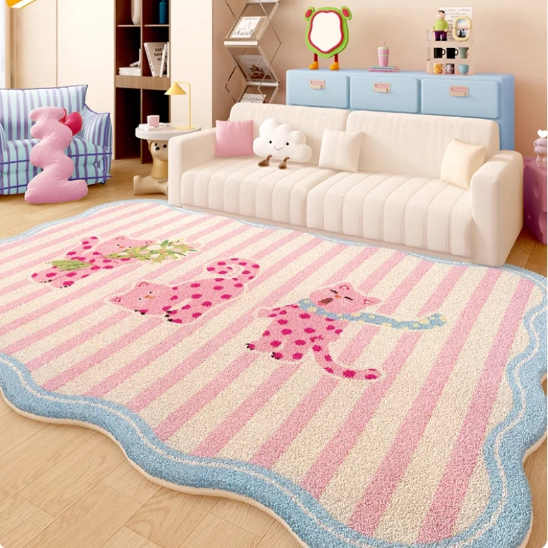 Kolor dopaminy Duży obszar Dywan do salonu Śliczna krata Specjalny kształt Gruba pluszowa mata do sypialni Nieregularny dywan na sofę 러그