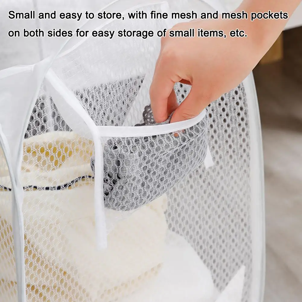 Grid Dirty Clothes Basket Skeleton Ventilated Foldable Easy Storage Portable Large Capacity Clothes Basket Home Storage Tool