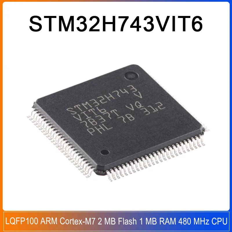 

1-5pcs STM32H743VIT6 LQFP100 743VIT6 STM32 ARM Cortex-M7 MCU STM32H7 480 MHz CPU2 MB Flash 1 MB RAM Single Chip microcontroller