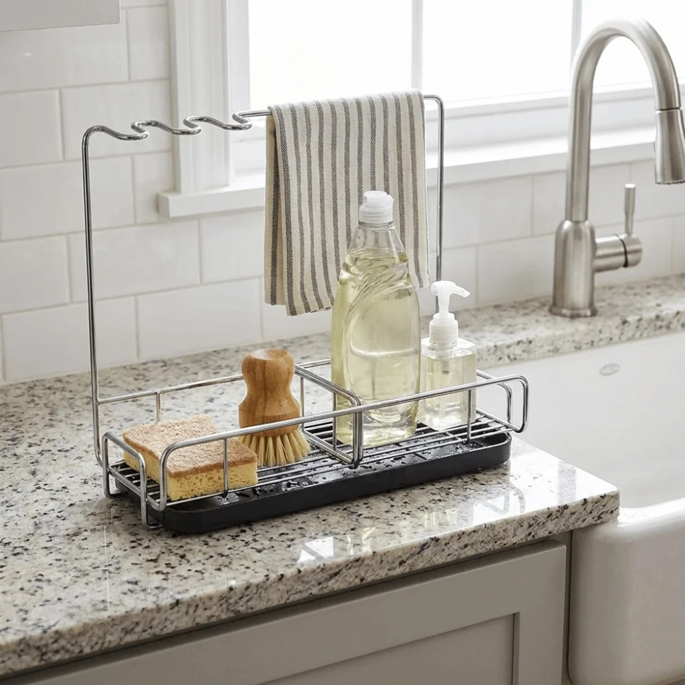 Detachable Drip Tray Dishcloth Drying Rack Rustproof Metal Quick Draining Sponge Holder Open Hollow Structure