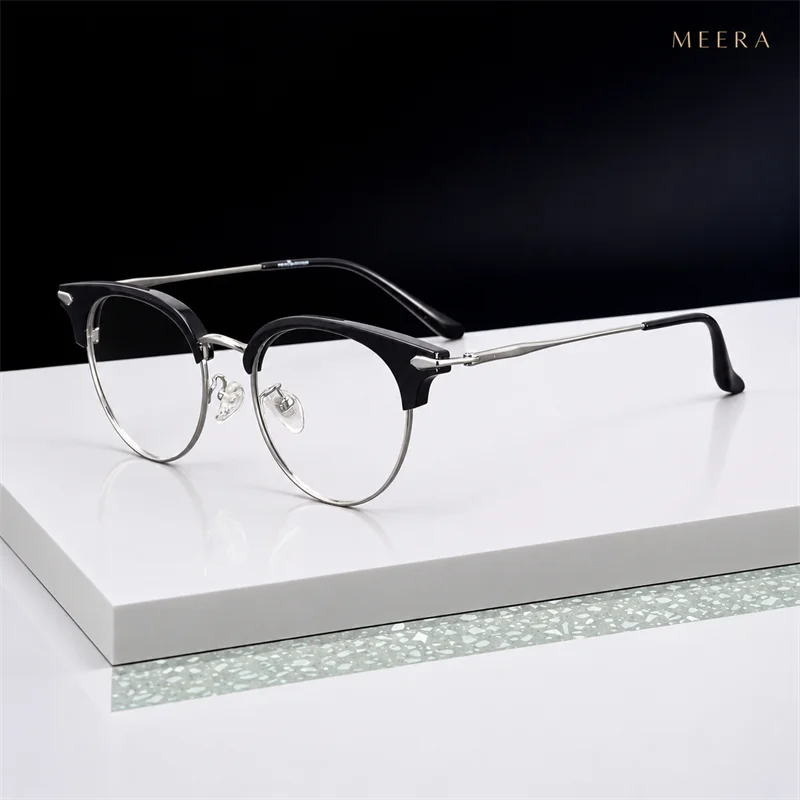9990 Fashion Browline Anti-blue Light Glasses Men Women Classic Half-frame Glasses Male Trendy Decorative Business Eyeglasses
