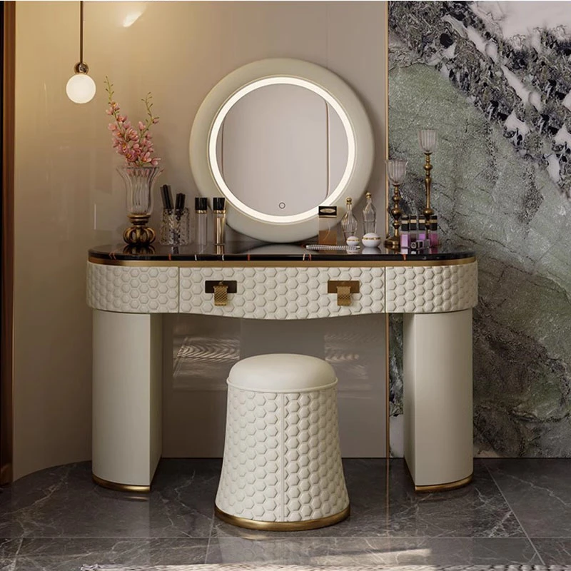 Luxury Handles Dressing Table Storage Aesthetic High End Dressing Table Stool Drawers Coiffeuse De Chambre Bedroom Furniture