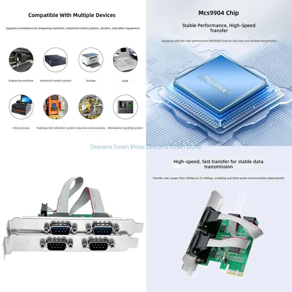 

HX6A PCIE к 2x9Pin RS232 Express Card Industrial Control Компьютерная карта расширения Замена для настольных ПК Аксессуары