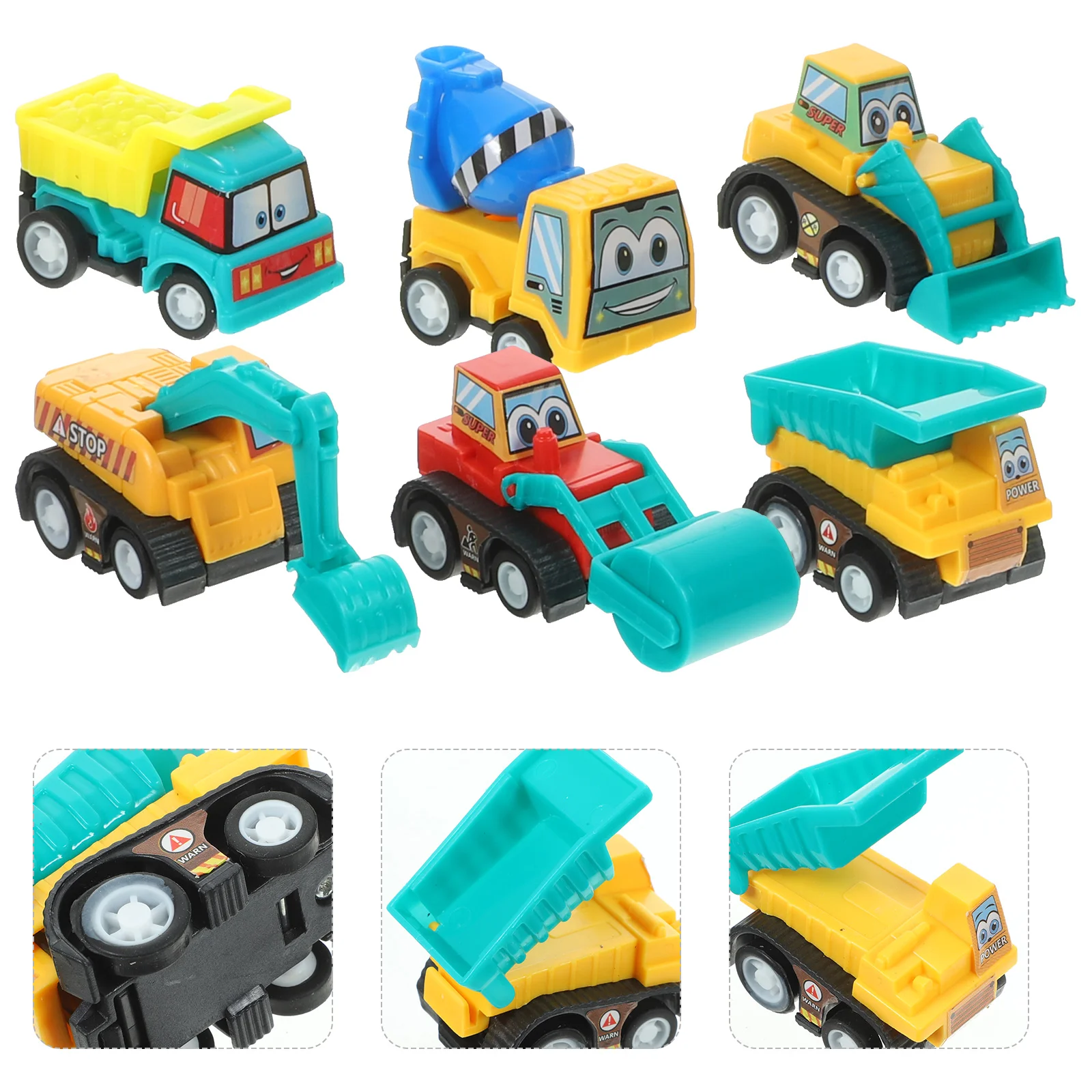 6 pçs dos desenhos animados das crianças mini inércia pull-back conjunto saco de brinquedo presente brinquedos criativos (peças de veículo de engenharia) carros criança