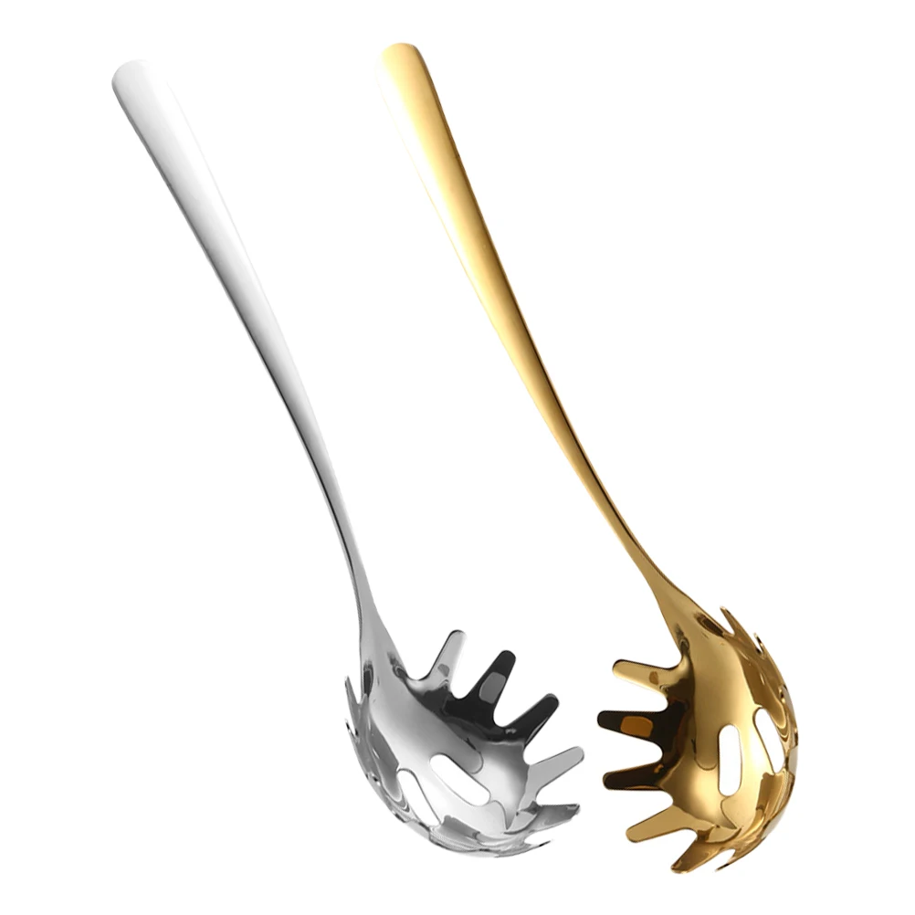 

2pcs Stainless Steel Noodle Scoop Spaghetti Spoon Pasta Filter Colander Tool Kitchen Utensil Home Restaurant Use Gift
