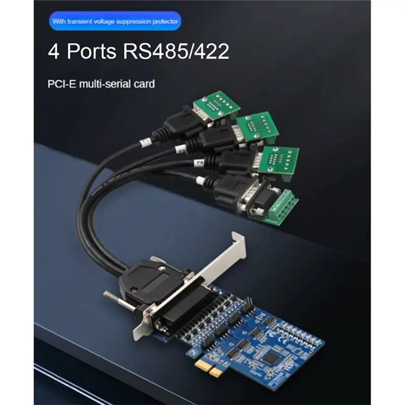 SCLS PCI-E to RS485/422 Expansion Card Industrial-Grade Serial Card Converter with Voltage Suppression Protector,2 Ports