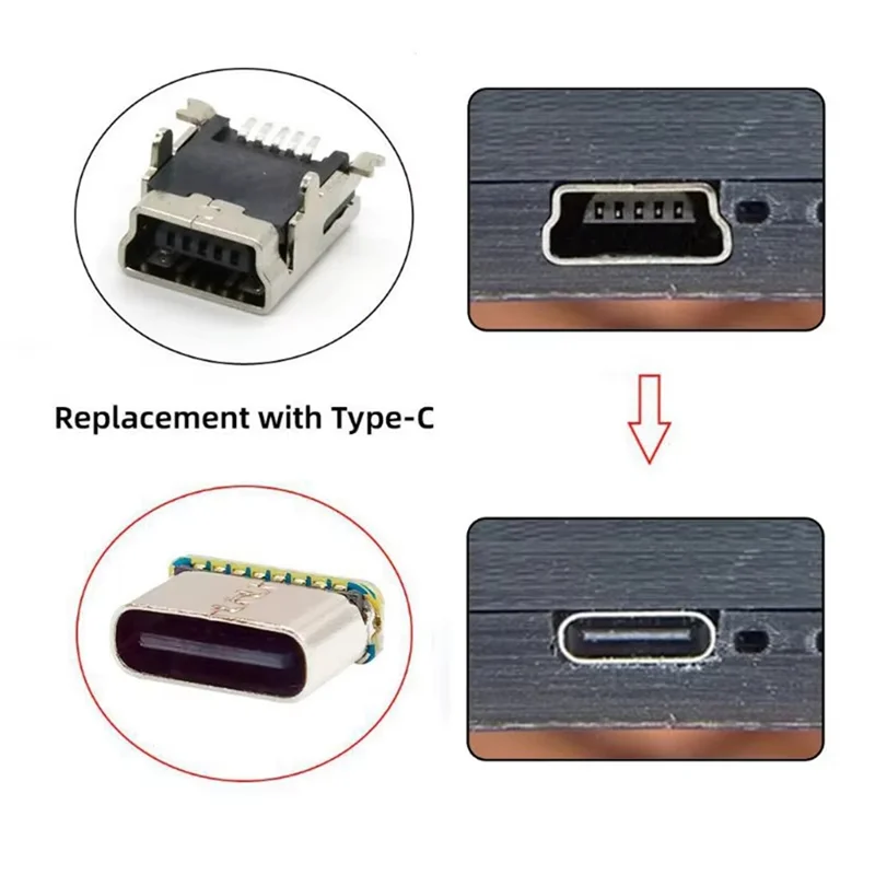 Connecteur AA60-USB type-c femelle, 5 broches, prise SMD SMT, Port de chargement, 10 pièces pour le soudage de PCB, adaptateur de réparation, bricolage