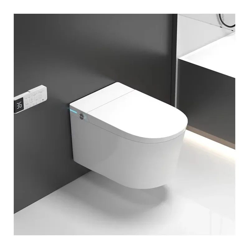 P-Trap Automatic Water Closet Intelligent Toilet Seat Hang Mounted Wc Bathroom Ceramic Wall Hung Smart Toilet With Tank