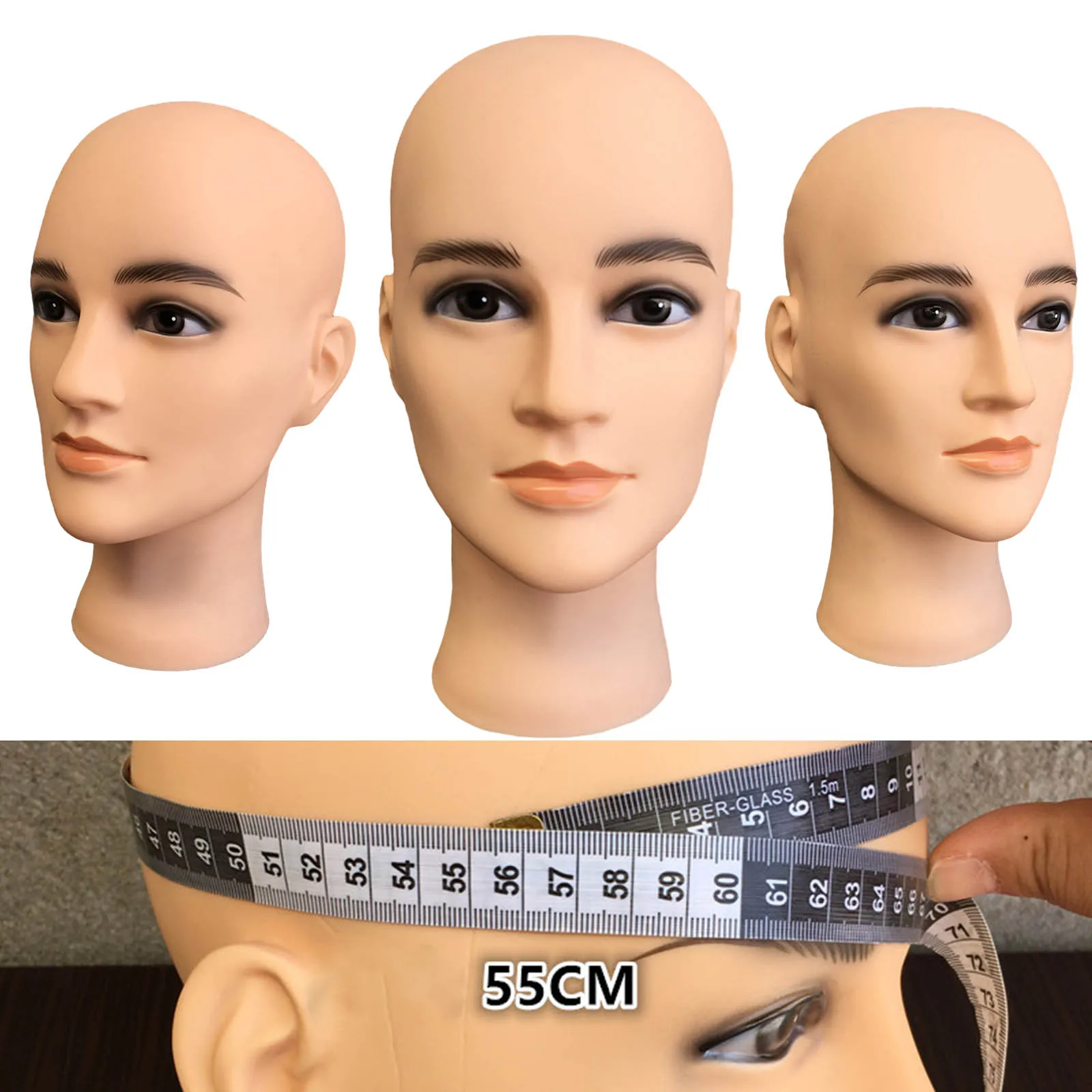 

PVC Male Mannequin Head Durable Professional Cosmetology Head for Glasses Hairpieces Wigs Displaying Making Styling Jewelry Hats