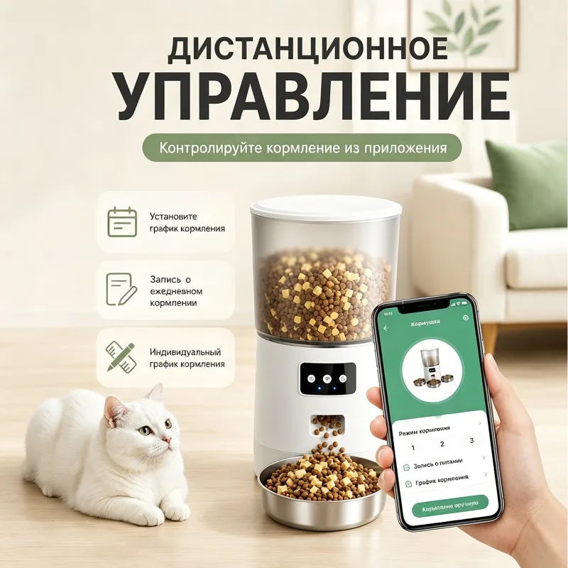 Cost Effective Wifi App Controlled Automatic Pet Feeder-2 Bowls, 4L Capacity For Cats And Dogs-EU Plug Intelligent Design