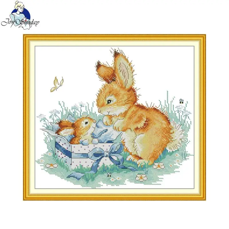 Cross Stitch Kit Joy Sunday A Delightful Gift HD Pattern Printed Counted Fabric Aida 16/14/11CT DIY Embroidery Kit  Home Decor