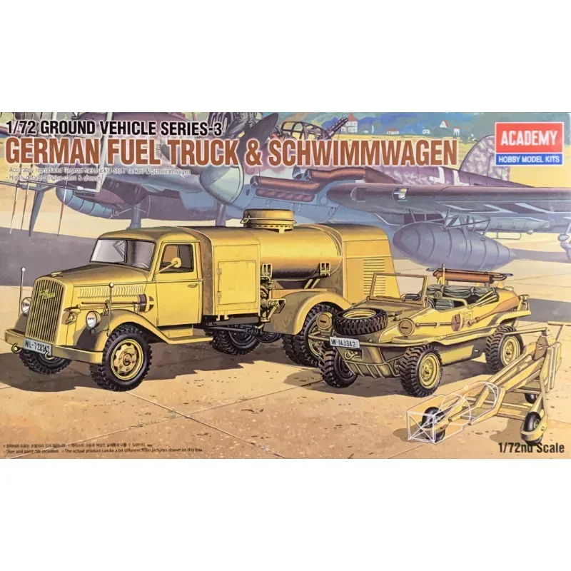 

1/72 Академическая модель 13401, грузовик серии-3, немецкий топливный грузовик и сборка Schwimmwagen, масштаб, игрушки «сделай сам», комплект модели