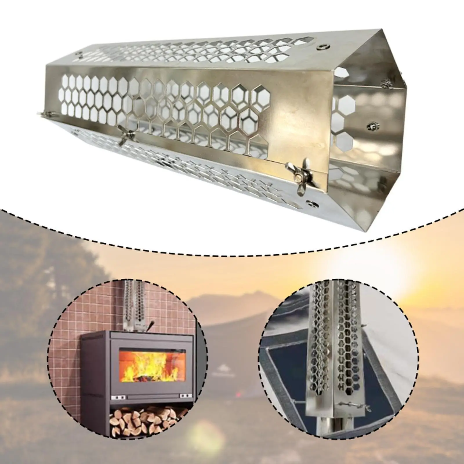 

Portable Chimney Spark Arrestor Stainless Steel Stove Pipe Screen Mesh Tube Fire Wood Heater Anti Scalding Cover for Tent Stove