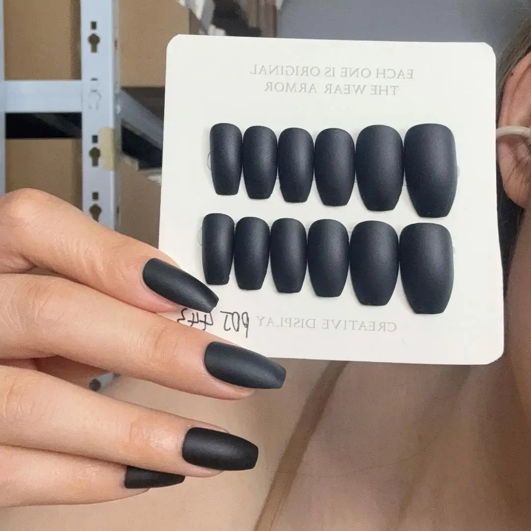 24Pcs/Set Long Ballet False Nails Acrylic Girl Wearable French Fake Nails Art Full Cover Solid Color Simple Press on Nails White