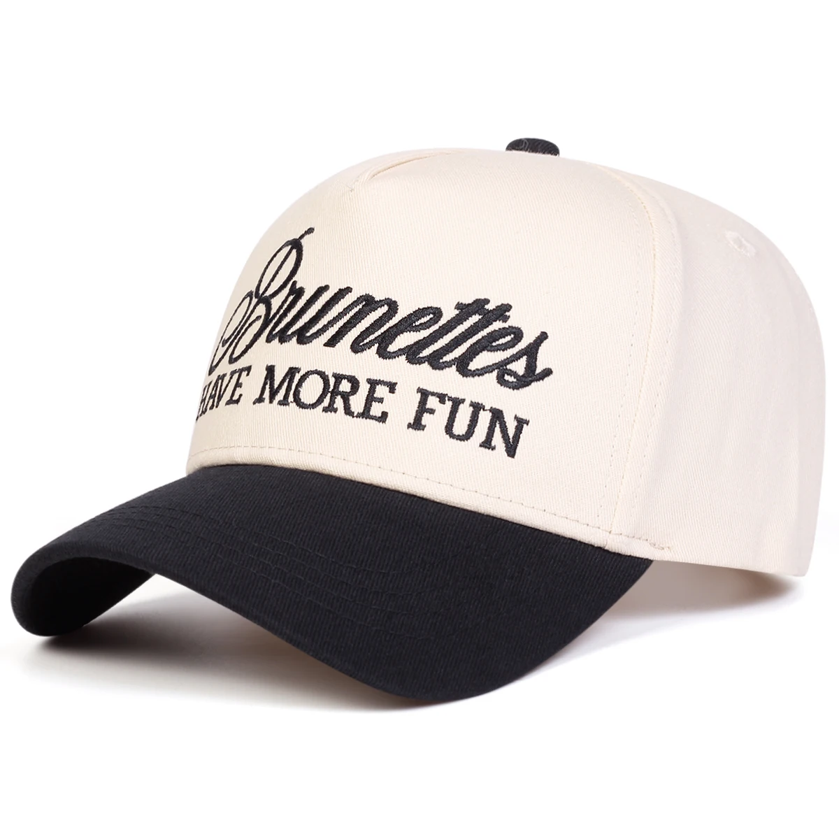 Unisex-Baseballmützen mit Stickerei „BRUNETTES HAVE MORE FUN“, für Frühling und Herbst, verstellbare Freizeithüte für den Außenbereich, Sonnenschutzhut, Sportkappe – Detail 3