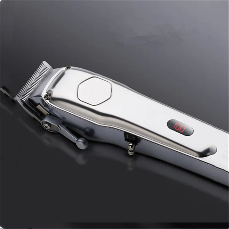 Metalowy korpus Profesjonalna elektryczna maszynka do strzyżenia fryzjerskiego Bezprzewodowa maszynka do włosów dla mężczyzn Fryzjer Maszyna do strzyżenia głowy Fading Style Cut