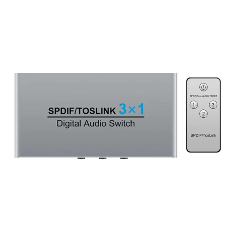 SANQ 3-Port Toslink Switching Digital Optical Audio Switcher 3X1 With IR Remote Control Aluminum SPDIF Switcher Easy Install EU