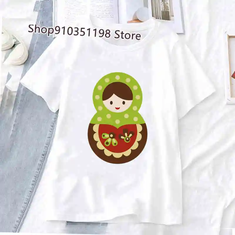 Funny T-Shirt Women'S Clothing 2022 Summer Russian Doll Tshirt Femme White Casual T Shirt Female Harajuku Shirt For Women