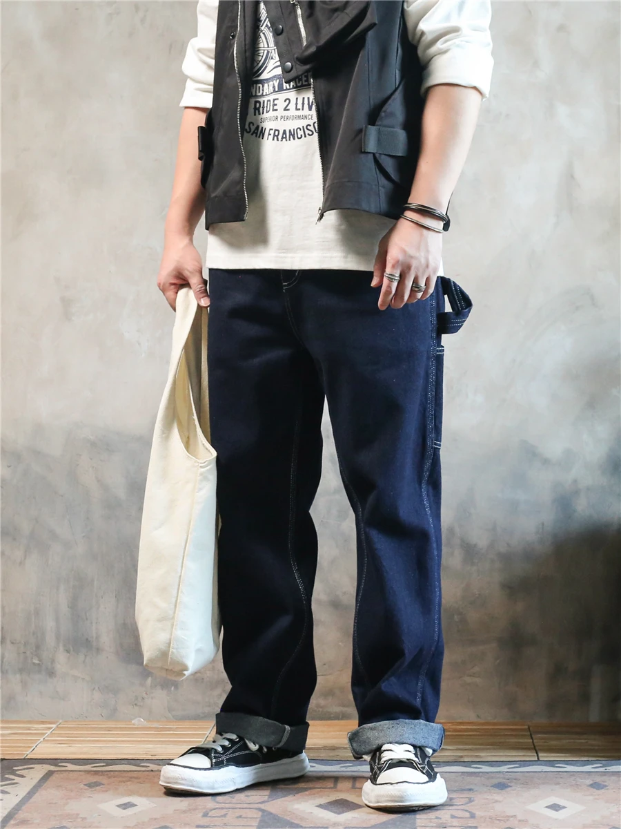 

Original Color American Denim Straight Leg Wide Leg Workwear Pants Outdoor Men's Jeans Casual Loose Fit Long Trousers