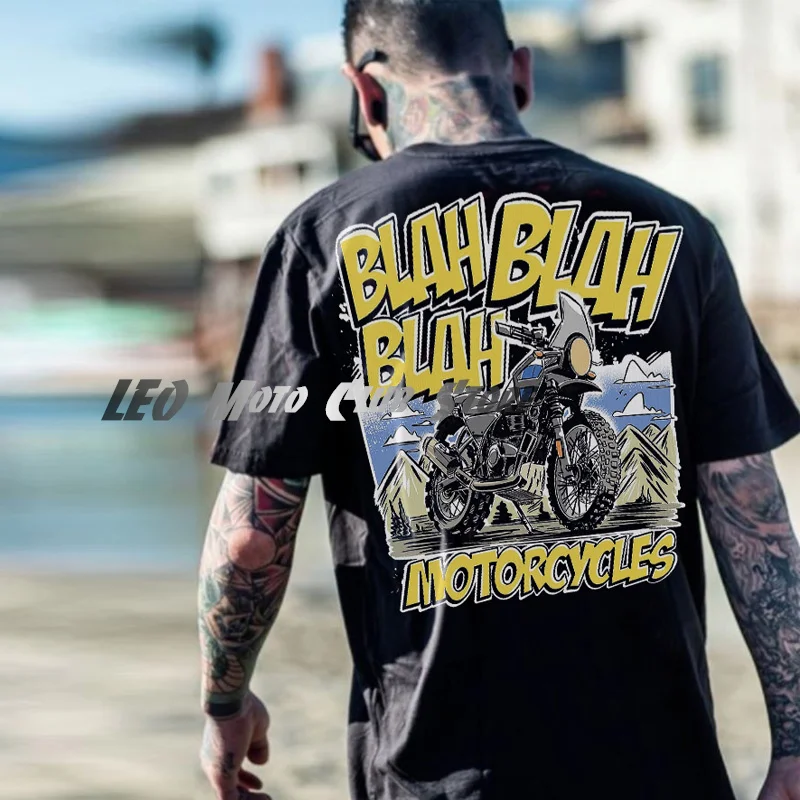 

Retro Teen Motorcycle T-shirt Letter Printed Short Sleeve 100 Cotton Crew Neck Racing T-Shirt Men's Outdoor Casual Street Tops