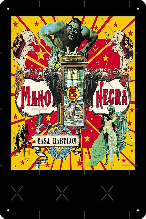 Casa Babylon vintage Yellow shirt Mano Negra, Manu Chao Tee, Antoine, Santiago Poster Metal Tin Sign  Funny Man Cave Home Office