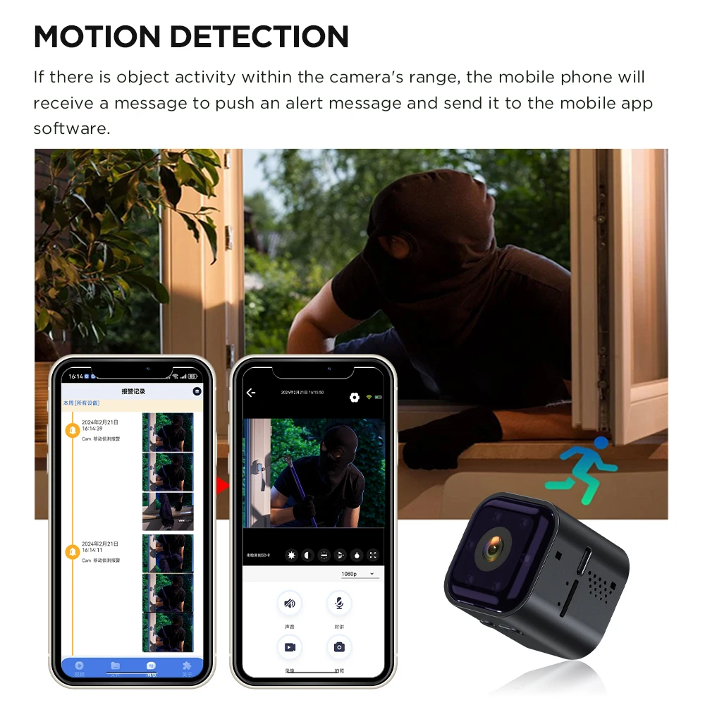 As03 1080P HD Smart WiFi Camera with IR Night Vision, Motion Detection 2-Way Audio TF Card Storage, AP Hotspot for Home Security