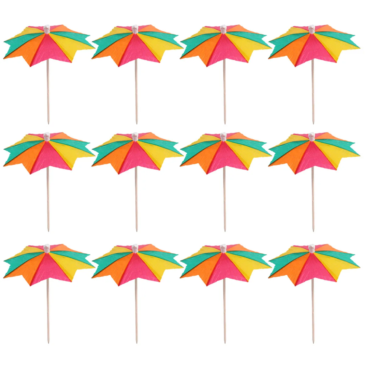

50 Pcs Octagonal Paper Umbrella Picks for Cake Cupcake Jelly Bread Fruit Party Decorations Disposable Wooden Toothpicks