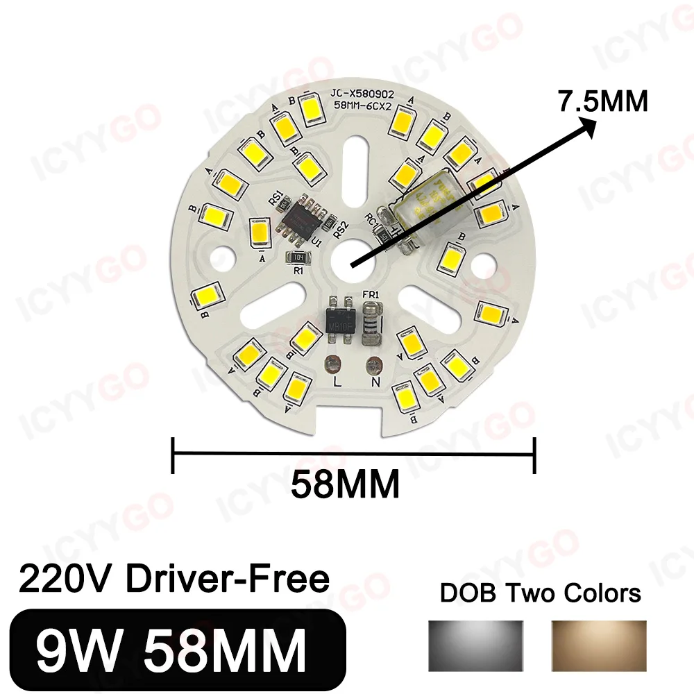 Imagem -04 - Led Pcb Driver Placa de Alumínio para Lâmpada Luz Driver-livre Painel de Luz Dob Duas Cores 5w 7w 9w 10w 12w 15w 18w Ac220v