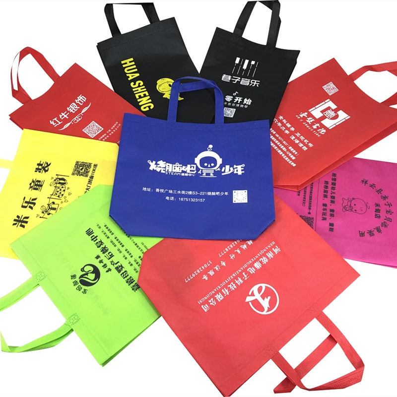 

100pcs/lot Custom Logo Non-woven Bag With Handle Clothes Shoes Store Large Shopping Bags Print One Color Logo On One Side