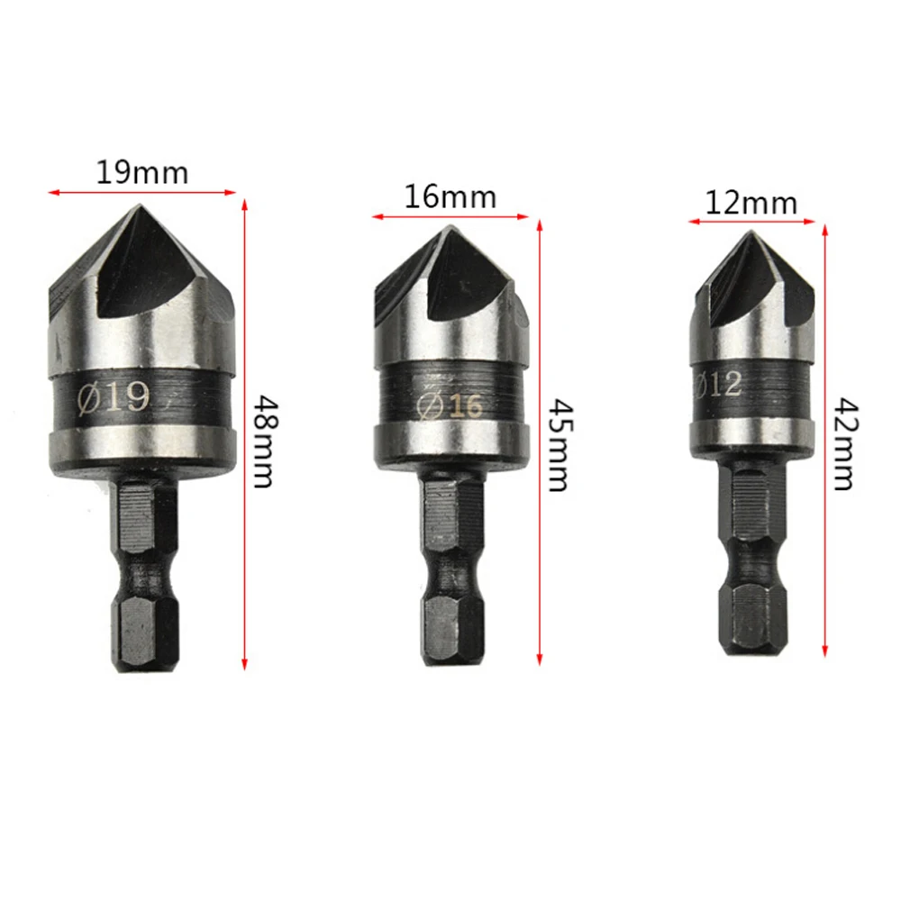 1pc/3pcs Hex Countersink Boring Set for Wood Metal Quick Change Drill Bit Tools