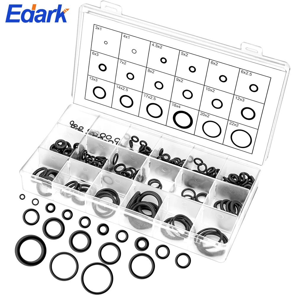 

225 PCS 18 Size Nitrile Rubber O-Ring Assortment Kit Sealing Gasket Washer for Professional Plumbing, Faucet,Automotive,Mechanic