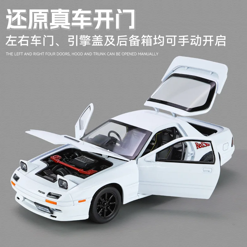 JDM 1:24 RX7 Initial D alliage moulé sous pression modèles de voiture jouet avec son lumière retirer enfants jouet voiture série affichage cadeau de vacances