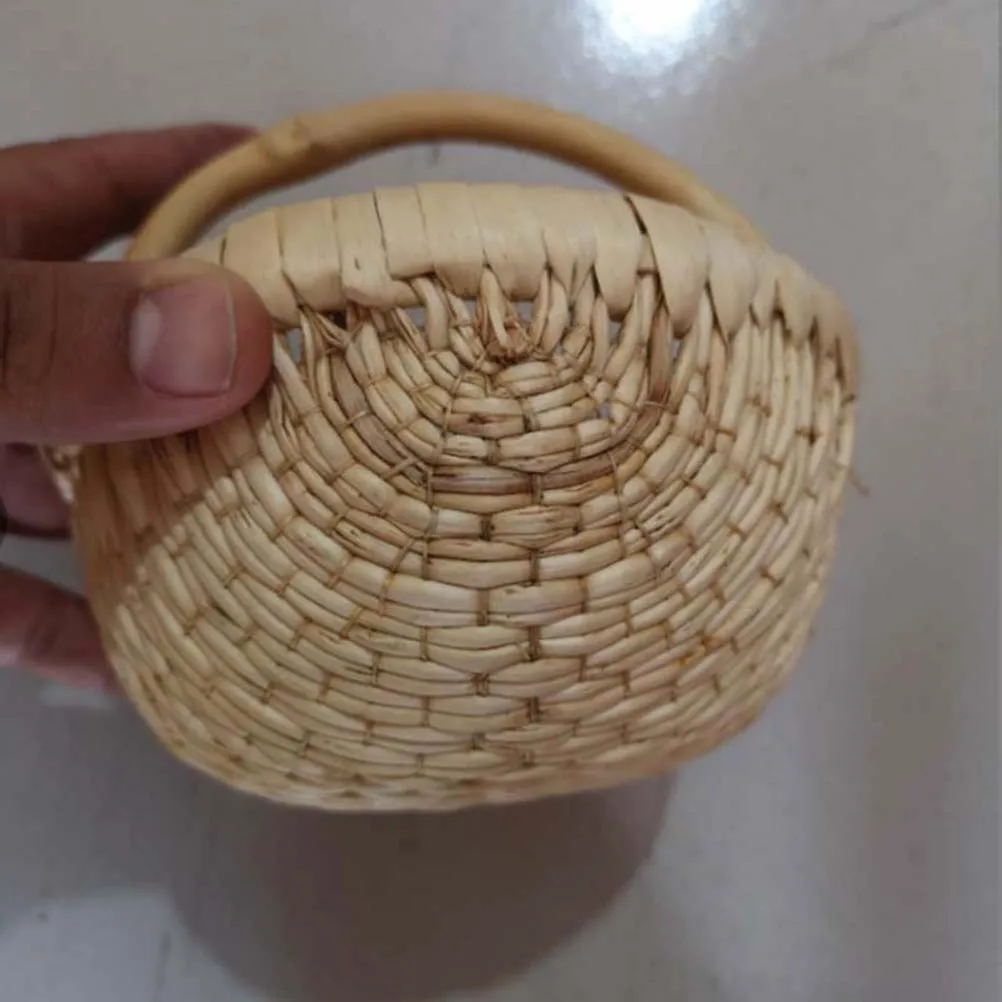 

Woven Storage Basket Portable Bread Container Straw Rattan Bamboo Fruit Vegetable Holder Home Hotel Gift