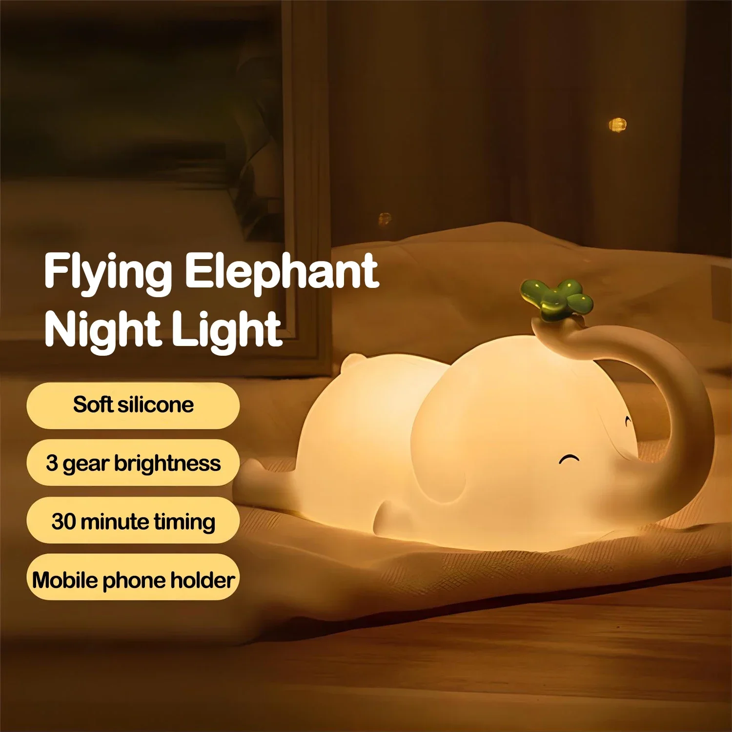 Cute Silicone Night Lights Sheep Cartoon Bedroom Lamp for Children\'s Room Decor Rechargeable Timing Dimming Sleep Night Light