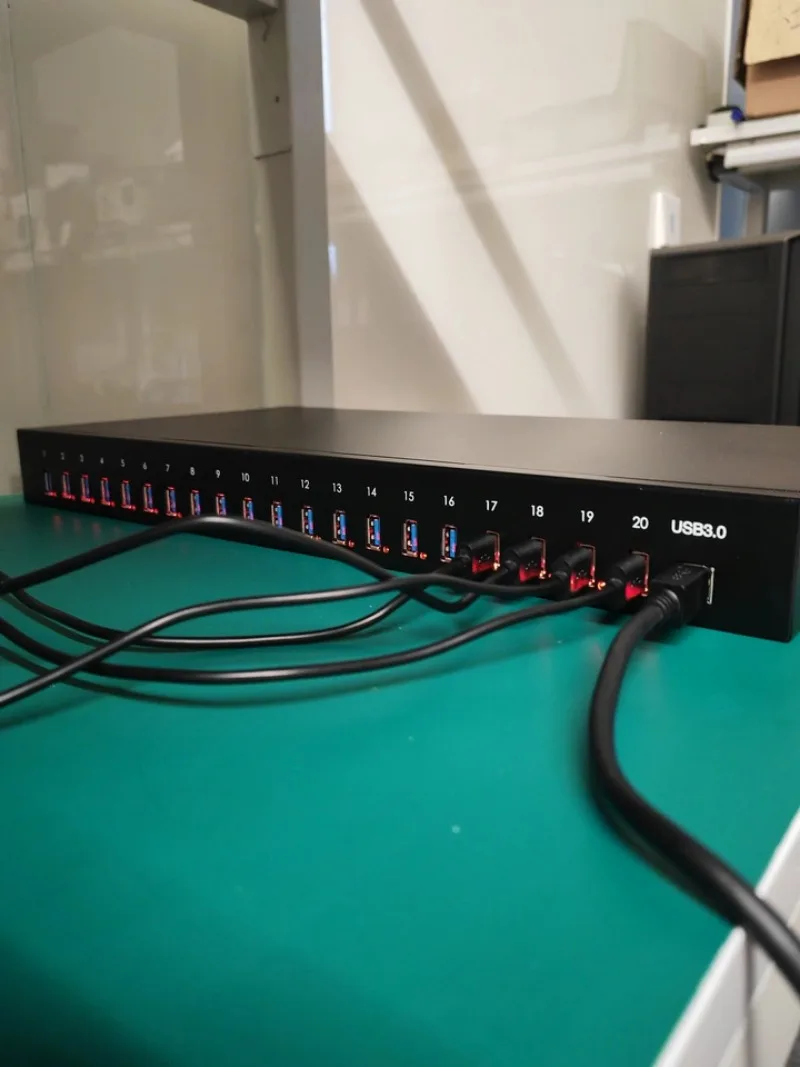 For SH3-10 10-Port USB3.0 Industrial Hub, Individual Port Remote Serial Control, 2.1A Per Port 5V 22A With Built-in Power Supply