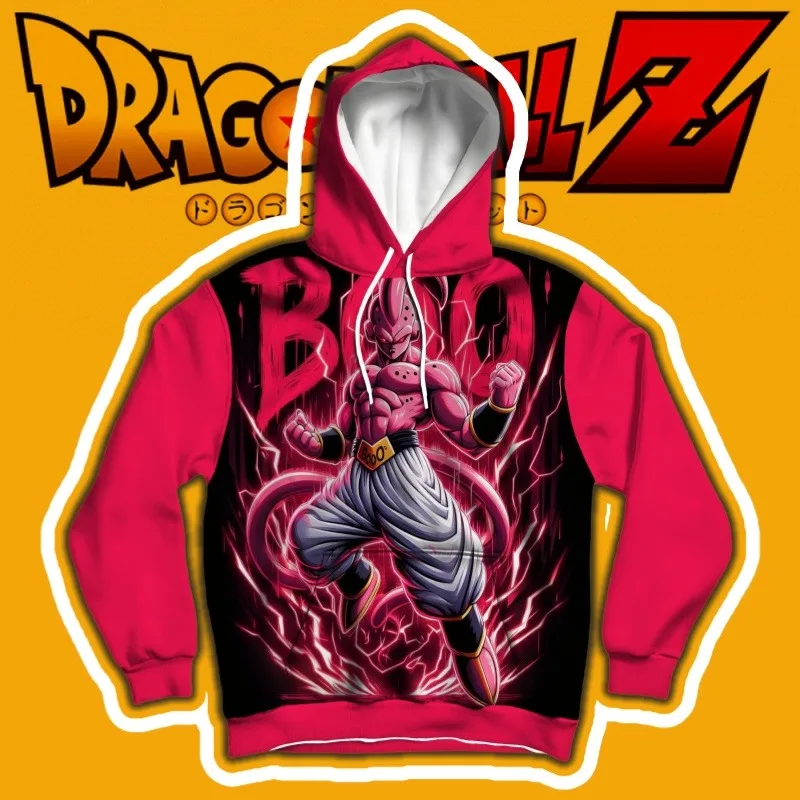 

Толстовка с капюшоном Dragon Ball Majin Buu Red Lightning Print Уникальный дизайн в стиле бандай с динамической энергией и жирным цветом, необходимый для фанатов